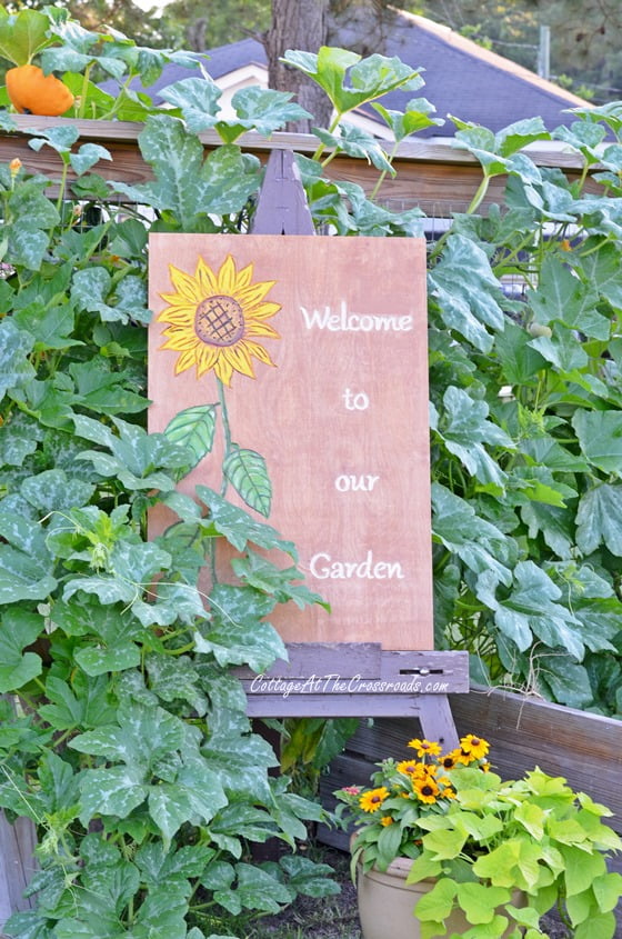 Wooden garden sign | cottage at the crossroads