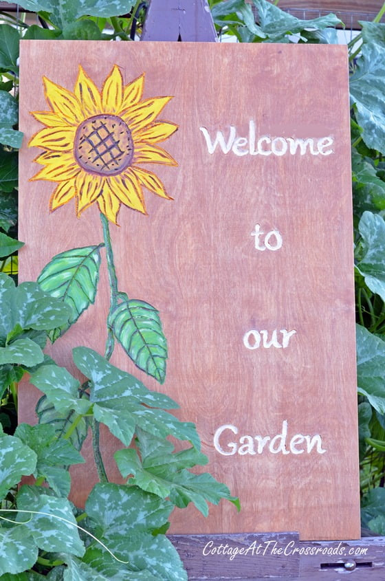 Wooden garden sign | cottage at the crossroads