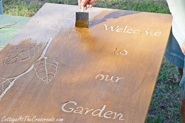 Wooden garden sign | cottage at the crossroads