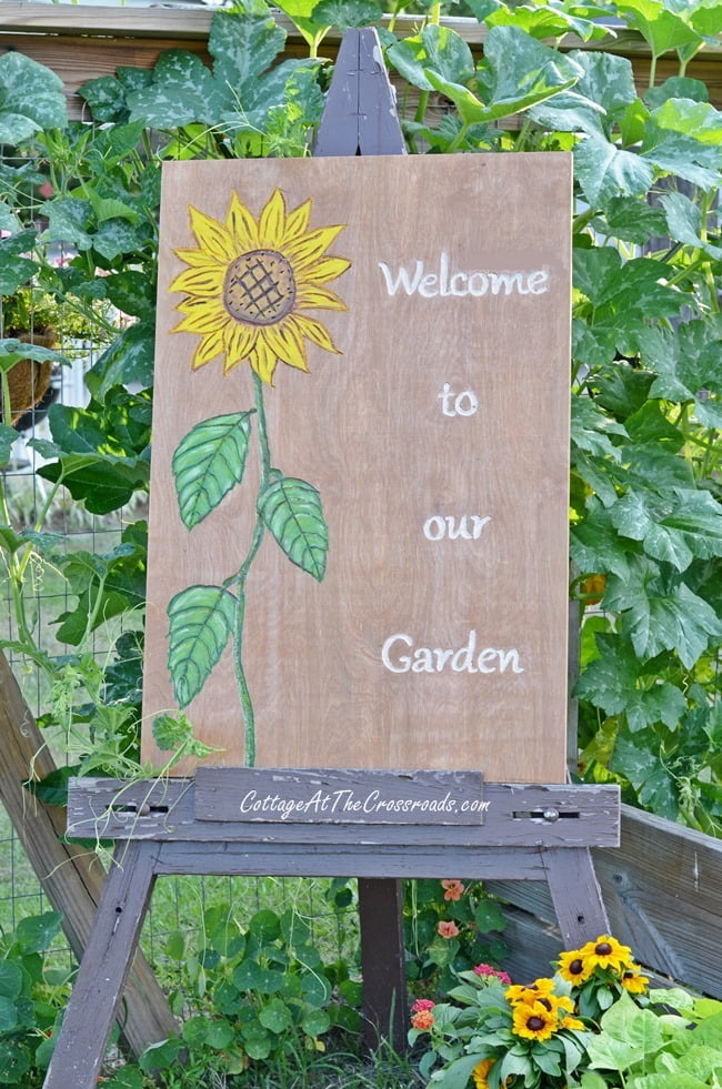 Wooden garden sign | cottage at the crossroads