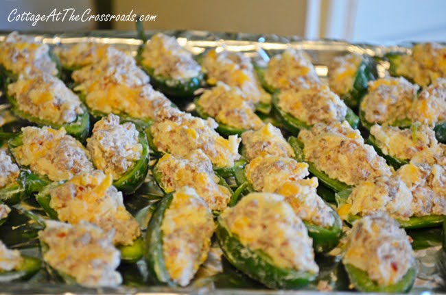 Sausage and cheese stuffed jalapeno peppers