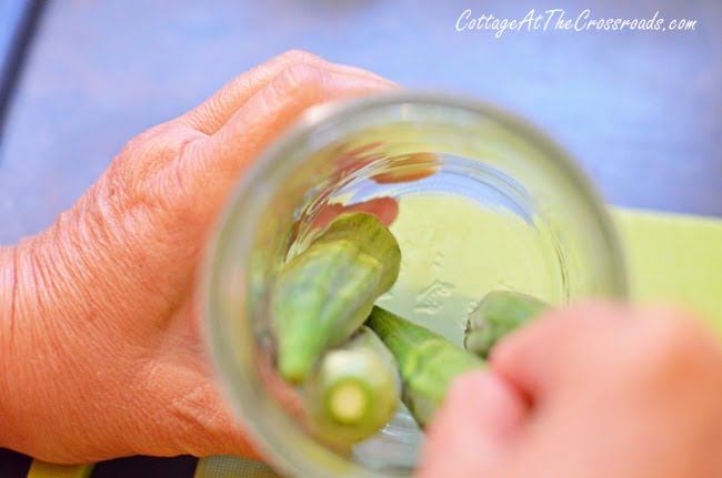 Homemade spicy pickled okra | cottage at the crossroads