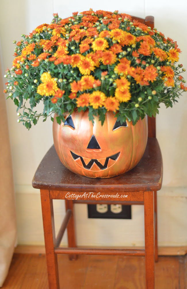 Painted plastic jack-o'-lantern | cottage at the crossroads