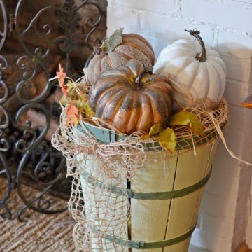 Painted tall bushel basket | cottage at the crossroads