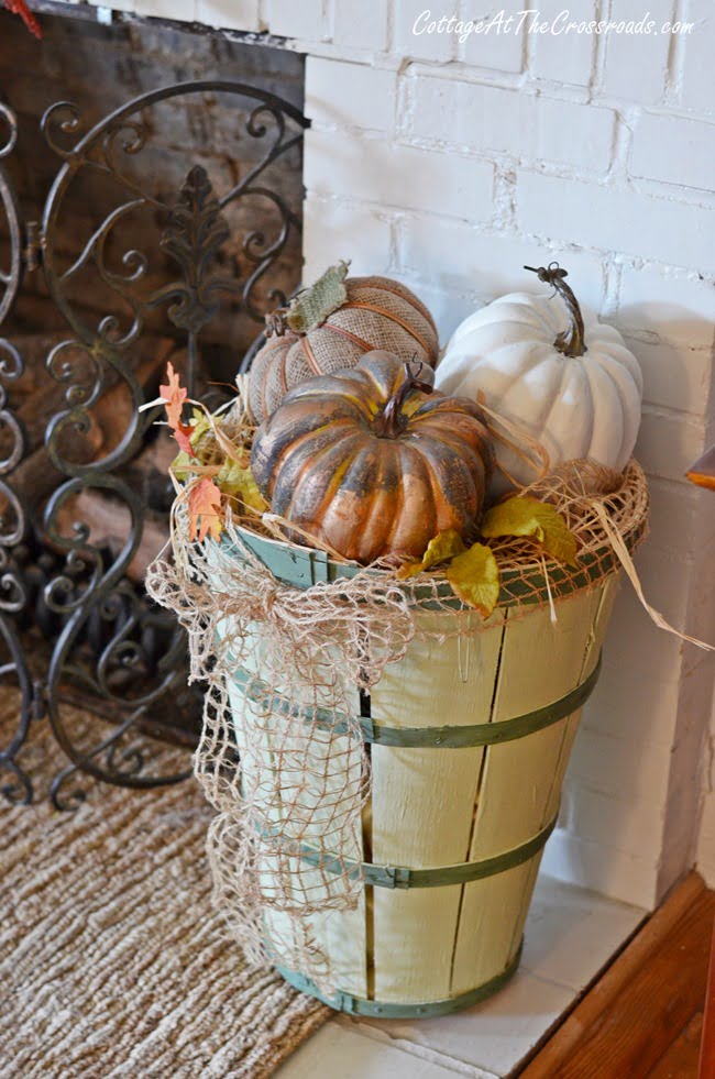 Painted tall bushel basket | cottage at the crossroads