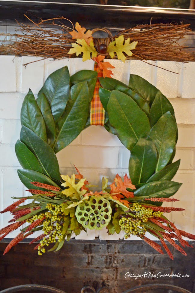 Fall magnolia wreath | cottage at the crossroads