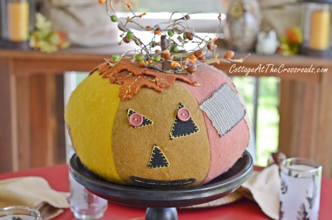 Vintage patchwork pumpkin | cottage at the crossroads