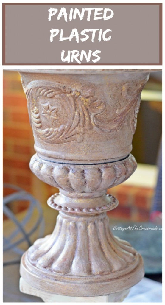 Painted plastic urns | cottage at the crossroads