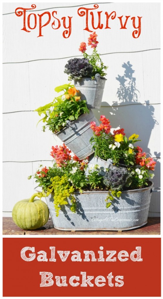 Topsy turvy galvanized buckets | cottage at the crossroads