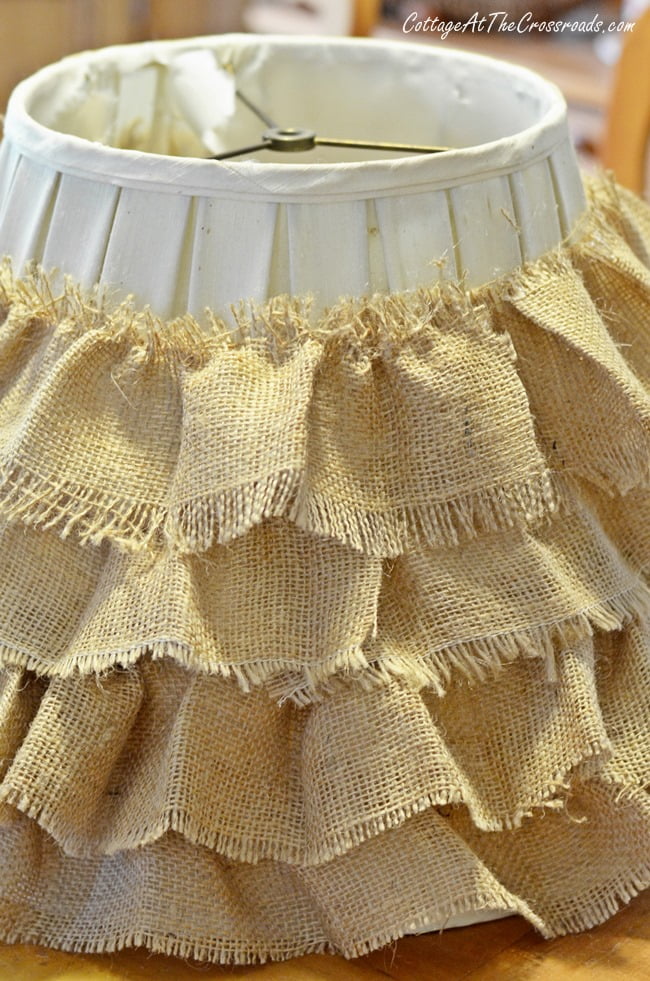 Diy ruffled burlap shade | cottage at the crossroads