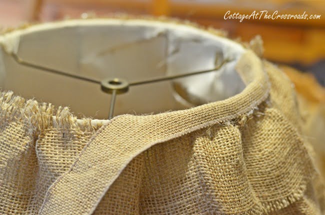 Diy ruffled burlap shade | cottage at the crossroads