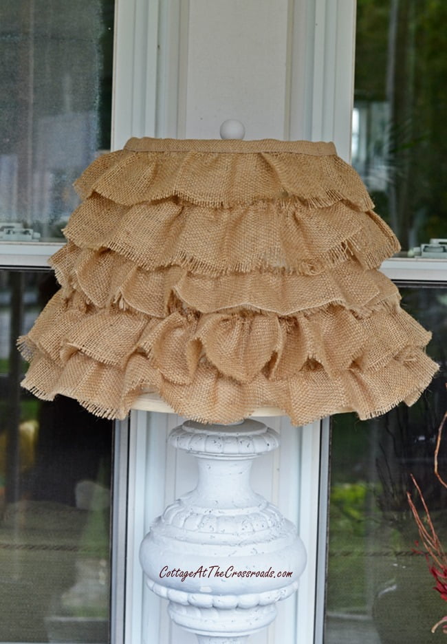 Diy ruffled burlap shade | cottage at the crossroads