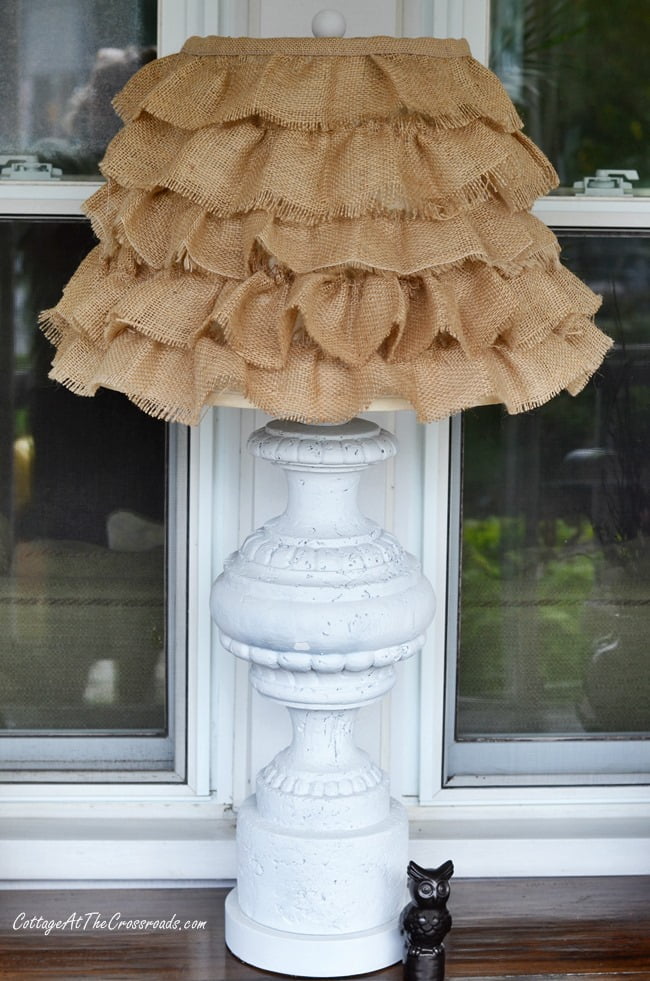 Diy ruffled burlap shade | cottage at the crossroads