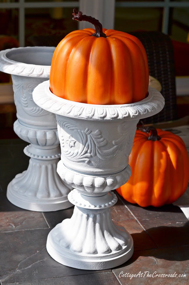 Painted plastic urns