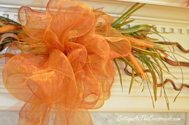 Painted urns on the fall mantel | cottage at the crossroads