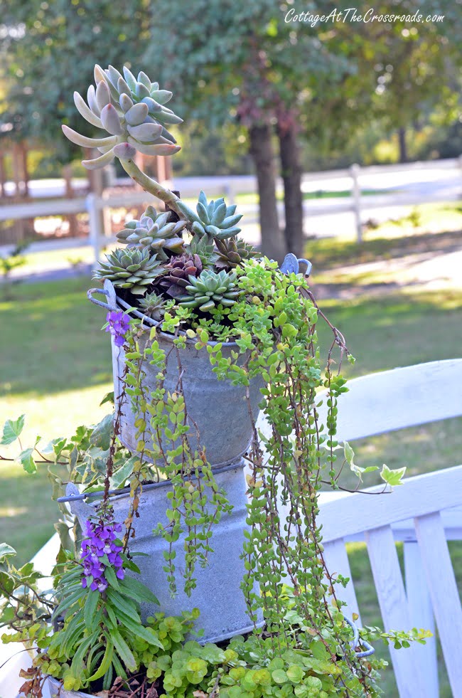 Topsy turvy fall buckets | cottage at the crossroads