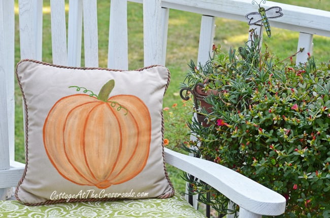 Handpainted pumpkin pillow | cottage at the crossroads