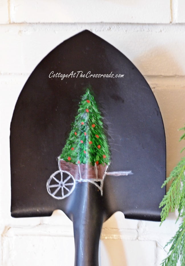 Handpainted shovel | cottage at the crossroads