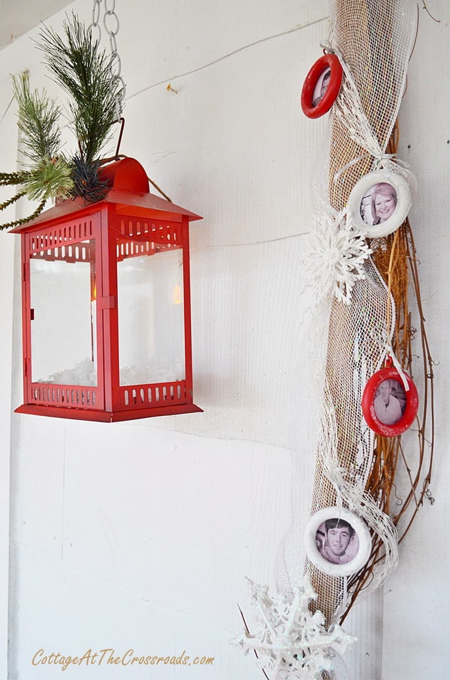 Family ornaments on christmas garland | cottage at the crossroads