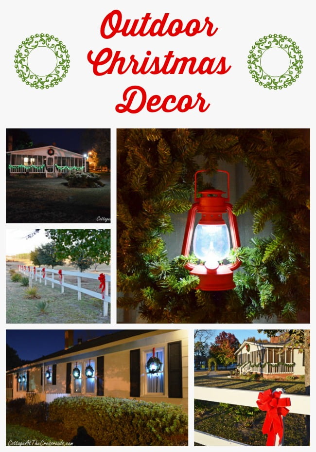 Outdoor christmas decor at cottage at the crossroads