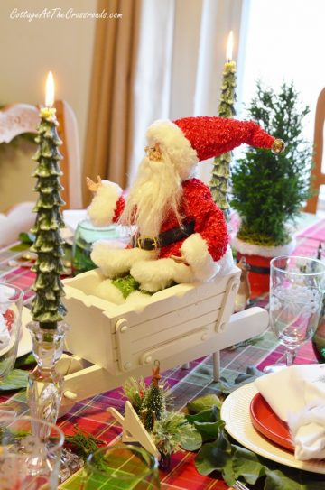 Gardening Santa Tablescape - Cottage at the Crossroads