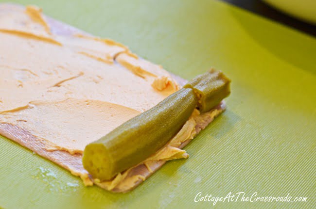 Pickled okra and ham rollups | cottage at the crossroads