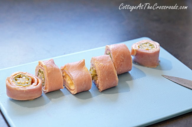 Pickled okra and ham rollups | cottage at the crossroads