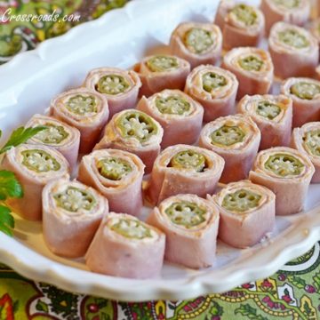 Pickled okra and ham rollups | cottage at the crossroads