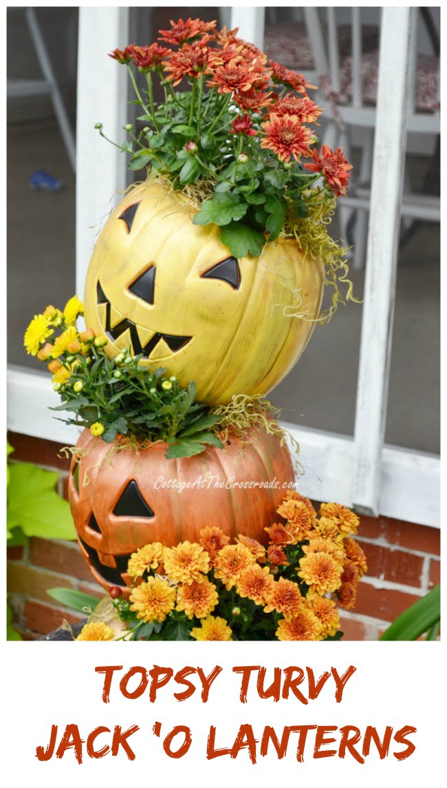 Topsy turvy jack 'o lanterns | cottage at the crossroads