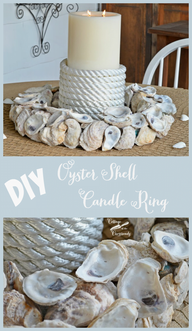 It's so easy to make your own  oyster shell candle ring! The directions are here and it will be! | cottage at the crossroads