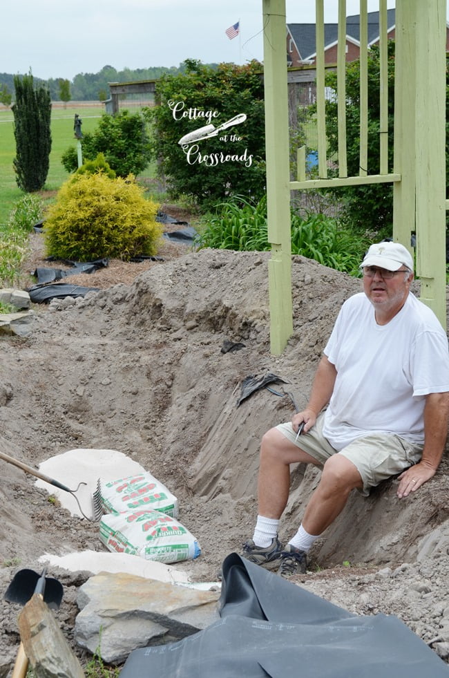 Building a garden waterfall | cottage at the crossroads