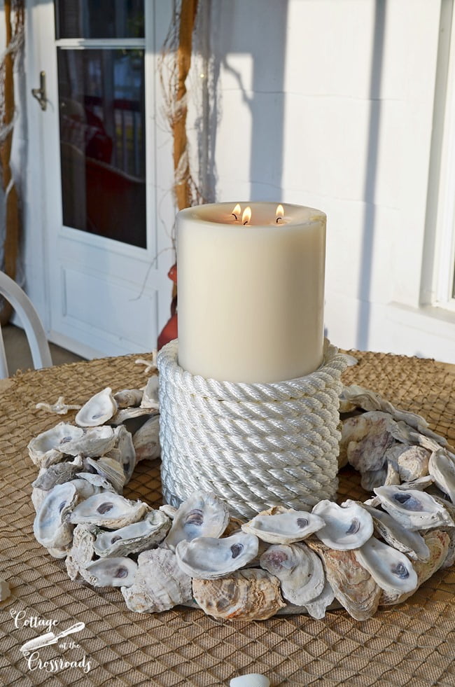 How to make an oyster shell candle ring | cottage at the crossroads