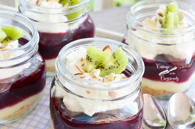 No bake blueberry cheesecake in a jar