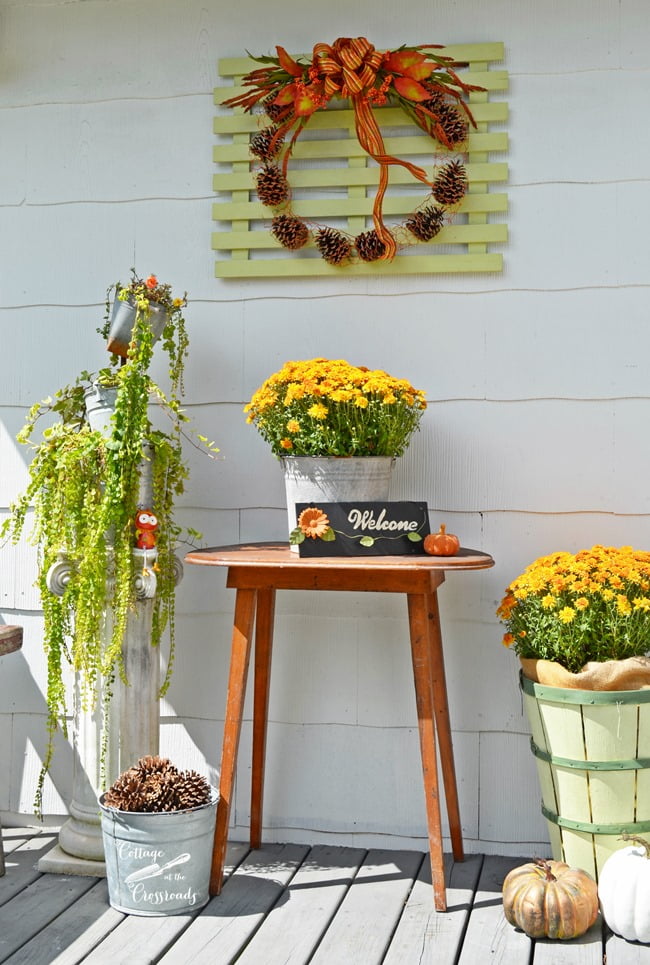 Fall decorations on the deck | cottage at the crossroads