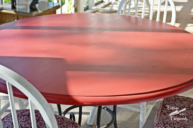 Painted red table | cottage at the crossroads