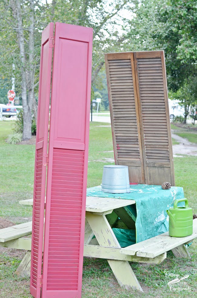 Painted repurposed closet doors | cottage at the crossroads