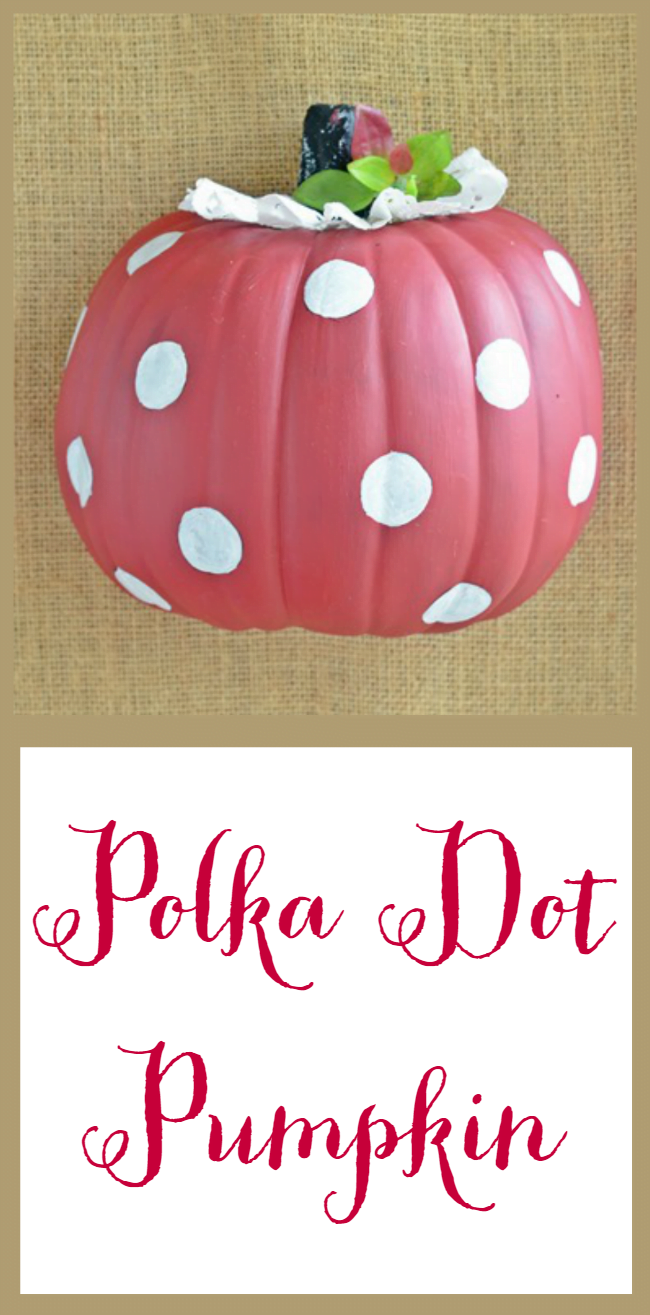 Cute little red polka dot pumpkin from https://cottageatthecrossroads. Com