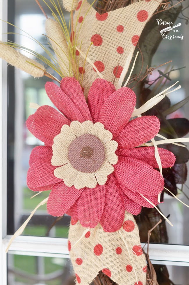 Polka dot decorated fall porch | cottage at the crossroads