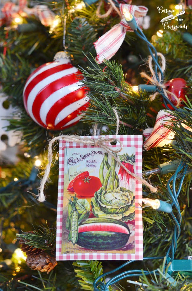 Handmade vintage seed catalog christmas ornament