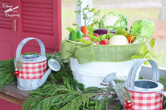 Gardening basket and watering cans christmas decoration