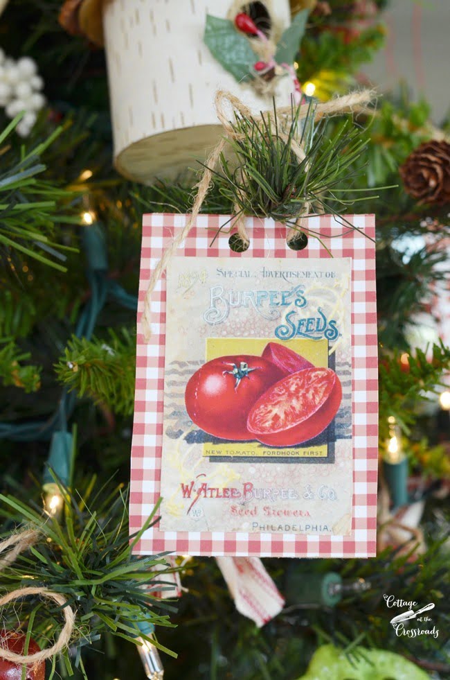 Handmade vintage seed catalog christmas ornament