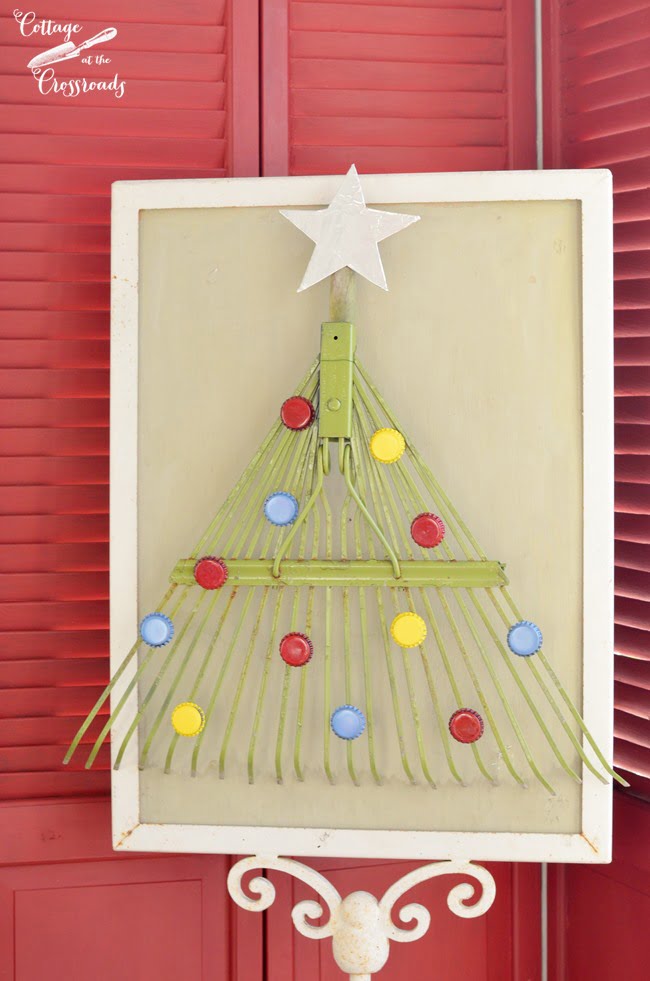 Christmas tree made from a rake