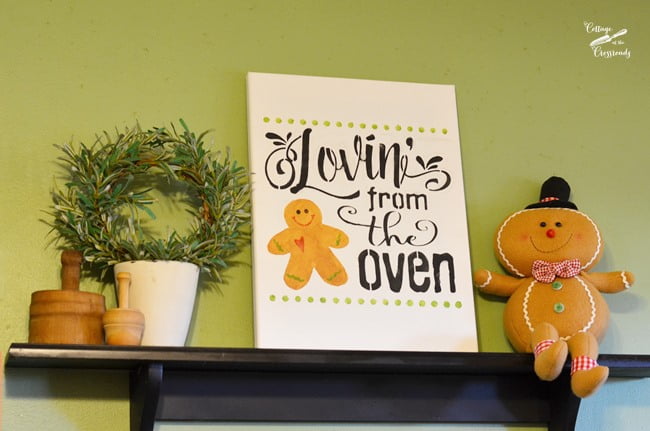 Lovin' from the oven stenciled sign