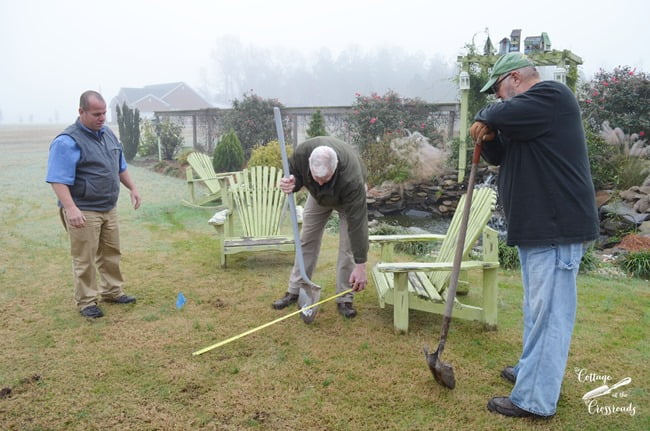 Measuring and marking the circle for a fire pit