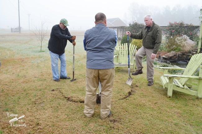 Digging out the circle for fire pit