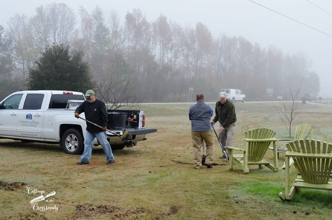 Digging out the circle for the belgard fire pit