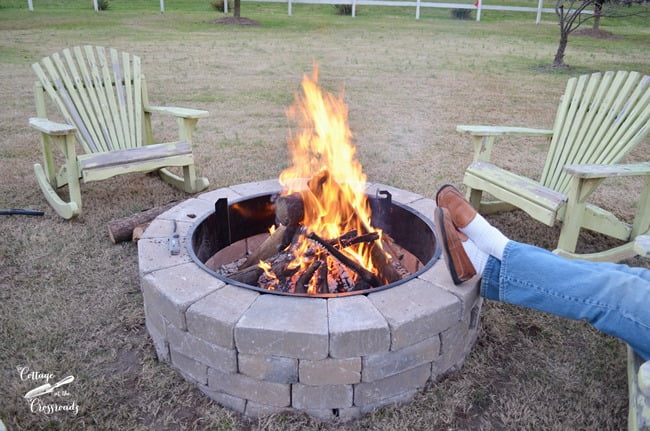 Our new belgard fire pit | cottage at the crossroads