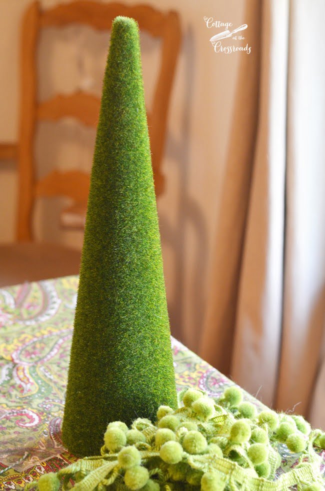 Faux moss covered cone