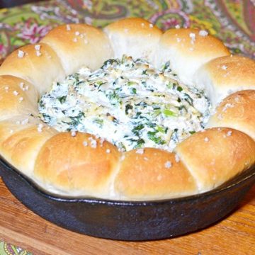 Skillet turnip dip with a bread ring