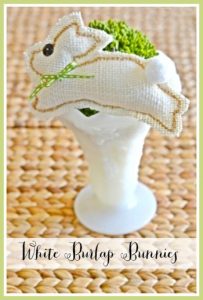 White burlap bunnies